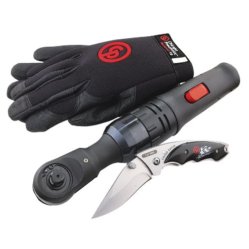Chicago Pneumatic 3 8 in. Ratchet Combo with Mechanics Gloves & Pocket Knife -... 