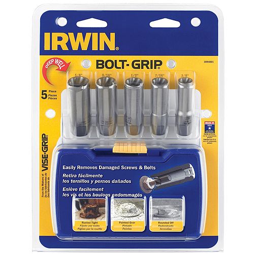 Hanson 5 Piece Bolt-Grip Deep Well Bolt Extractor Set - HAN3094001 by 