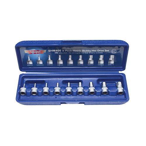 Vim Products 9-Piece 1/4 in. Dr. Metric 2mm - 10mm Stubby Hex Bit Set - VIMSHM400 Best Price