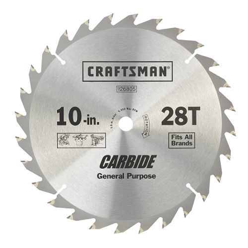 Craftsman 10 in. X 28 Tooth General Purpose Carbide Circular Saw Blade - 26805 