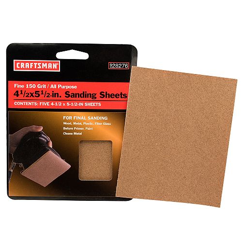Craftsman 4-1/2 x 5-1/2 in. 150 Grit Sanding Sheets  5 pk. - 28276 Best Price