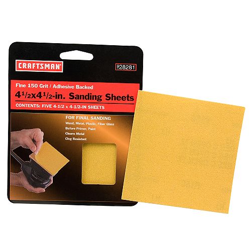 Craftsman 4-1/2 x 4-1/2 in. 150 Grit Sanding Sheets  5 pk. - 28281 Best Price