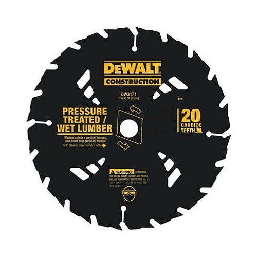 DeWalt 7-1 4 in. 20T Carbide Pressure Treated Wet Lumber Circular Saw Blade 