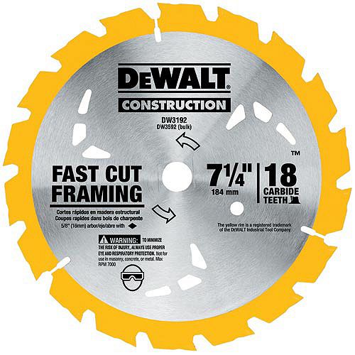 DeWalt 7-1 4 in. 18T Carbide Thin Kerf Circular Saw Blade 