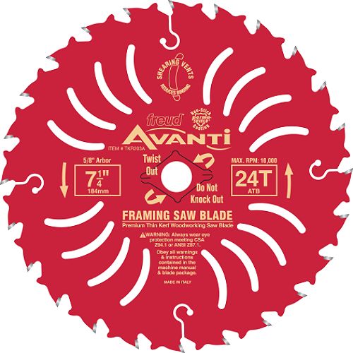 Freud 7-1 4 in. x 24T Red Perma-SHIELD Coated Saw Blade - TKR203A 