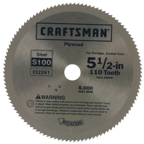 Craftsman 5-1 2 in. Steel Blade for Portable, Corded Saws - 110T - 32261 