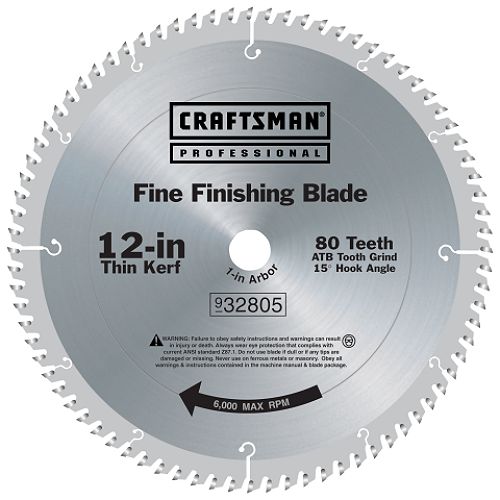 Craftsman Professional 12 in. Carbide Pro Saw Blade - 80T - 32805 