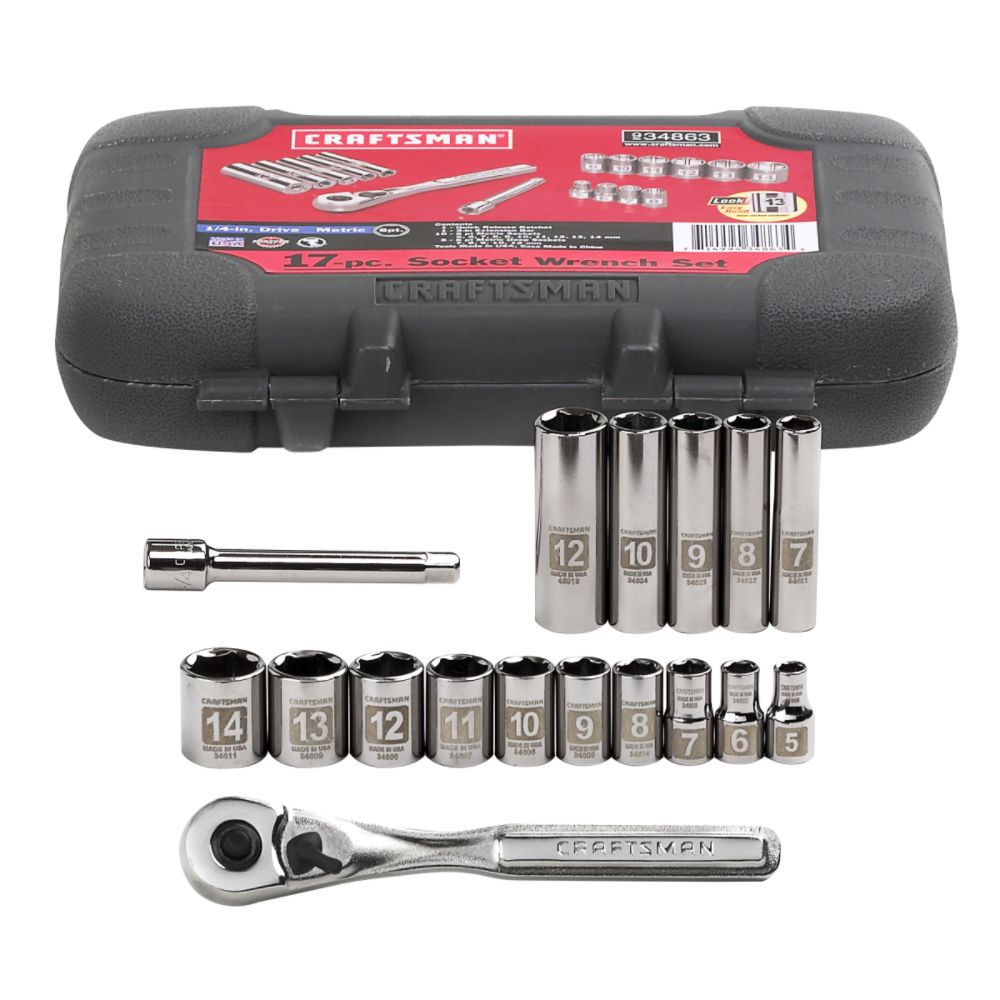 Craftsman 17 pc. Metric Easy Read Socket Wrench Set, 6 pt. 1/4 in. Dr.