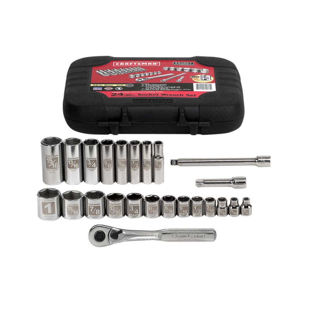 24 pc. Standard Easy Read Socket Wrench Set, 6 pt. 3/8 in. Dr.