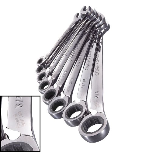 Craftsman 8 pc. Standard Full Polish Reversible Ratcheting Combination Wrench Set - 42081 by 