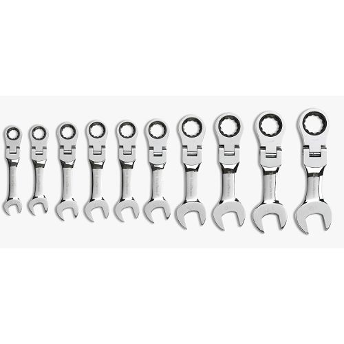 GearWrench 10 Pc Stubby Flex Combination Ratcheting Wrench Set Metric by 