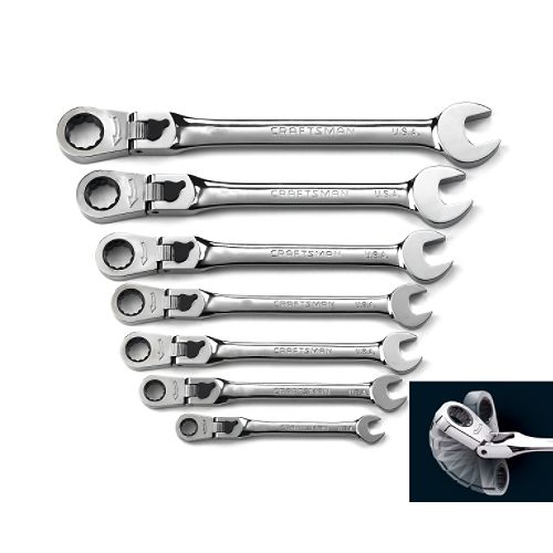 Craftsman 7 pc. Metric Locking Flex Ratcheting Combination Wrench Set by 