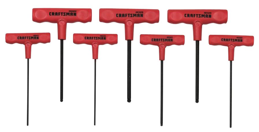 Craftsman 7pc T-Handle Ball End Hex Key Set in Metric or SAE $8.99