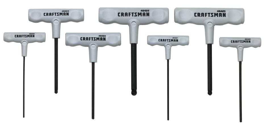 Craftsman 7 pc. T-Handle Ball End Hex Key Set, Metric 46293