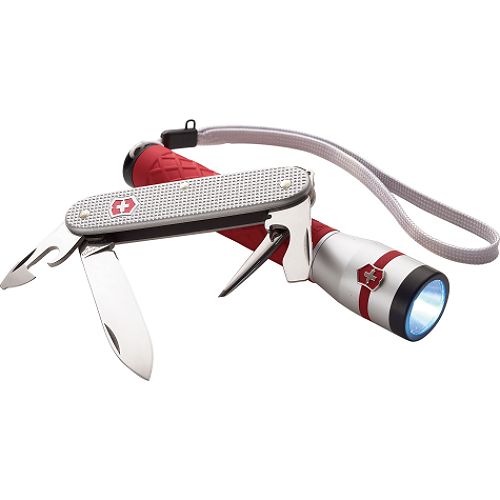 Victorinox Pioneer Knife and AA Red Rubber LED Flashlight Combo - 58526