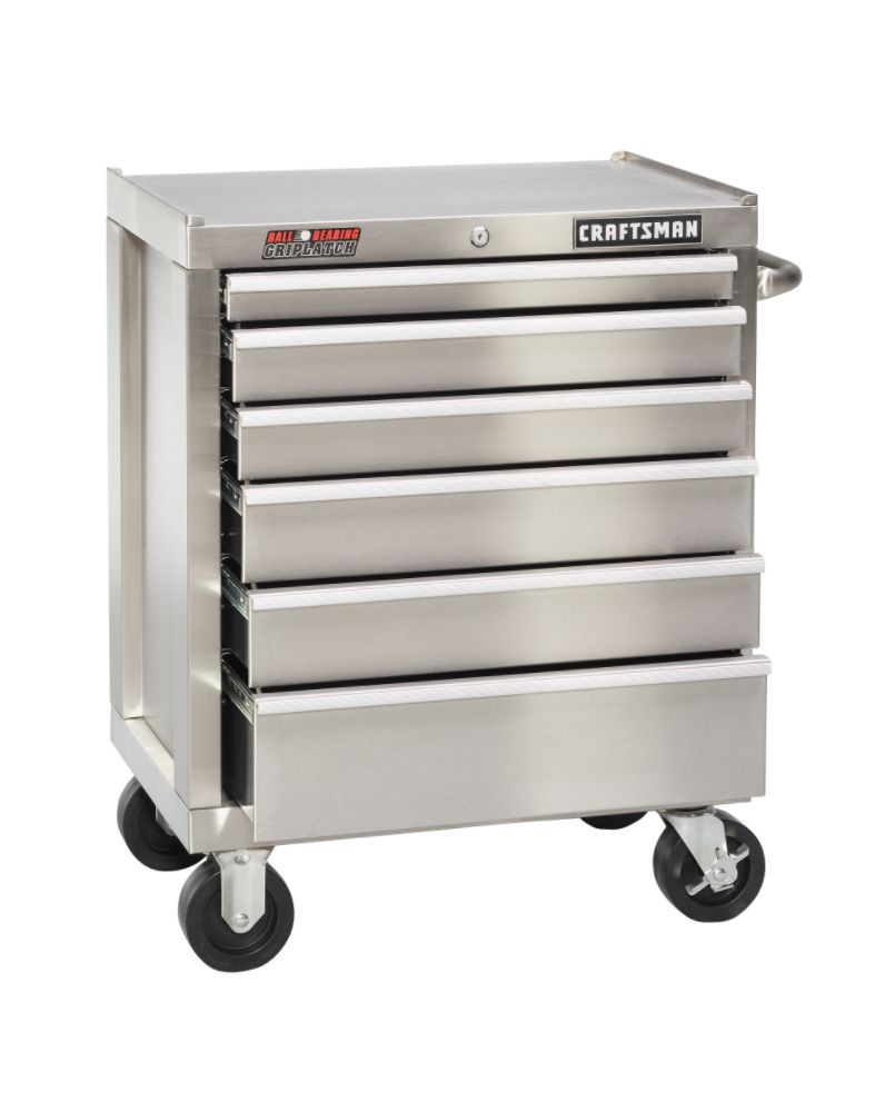 Craftsman 26 in. 6-Drawer Ball-Bearing Roll-Away - Stainless