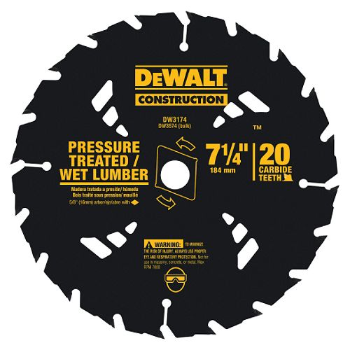 DeWalt 7-1 4 in. 24T Carbide Pressure Treated Wet Lumber Circular Saw Blade 