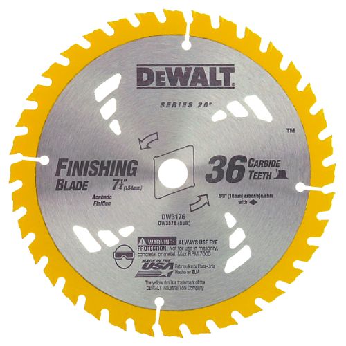 DeWalt Construction 7-1 4 in. 36T Carbide Thin Kerf Circular Saw Blade - DW3576L
