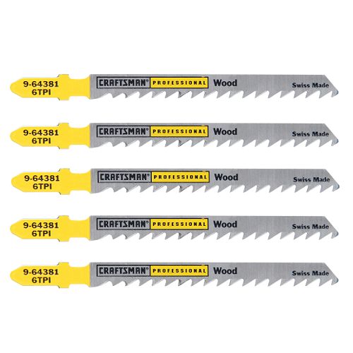 Craftsman Professional 4 in. Bimetal Jigsaw Blades, Wood, 6 TPI, 5 pk. 