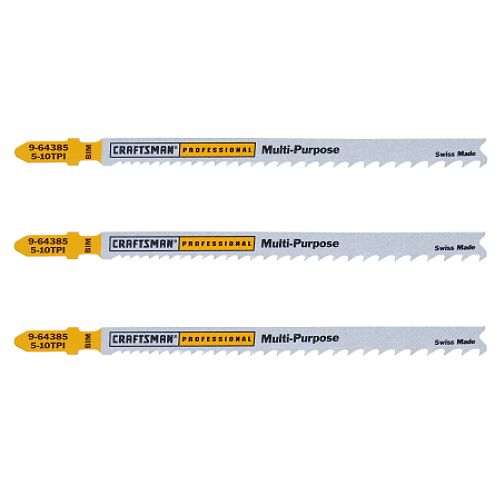 Craftsman Professional 5 in. Bimetal Jigsaw Blades, All Purpose, 5 - 10 TPI, 3 pk. 