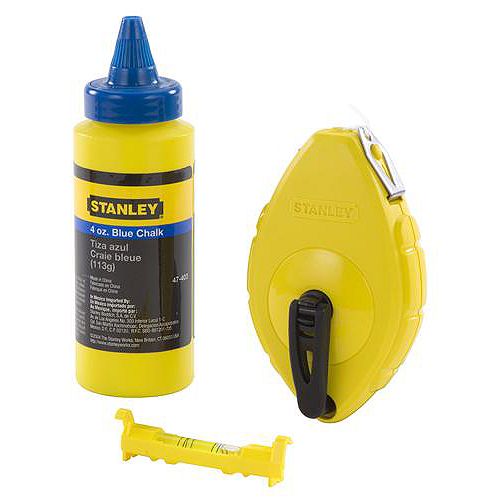 Stanley 100 ft. ABS Chalk Reel with 4 oz. Blue Chalk & 3 in. ABS Line Level