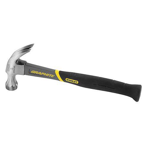 Stanley 20 oz. x 13 1 4 in. Hammer -Jacketed Graphite Handle -Curved Claw