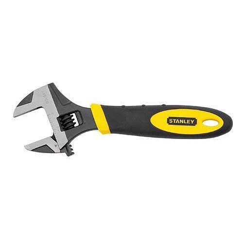 Stanley 12 in. Adjustable Wrench -Wide Jaw -Alloy Steel Body -Bi-Material Grip -MaxSt