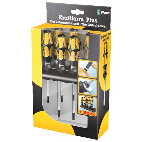 Wera Kraftform Plus 6-piece Torx Chiseldriver Set with Rack - 80861 Best Price