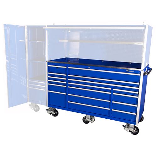 Montezuma 72 in. Elite 17-Drawer Roller Cabinet - Blue - 80991 Best Price