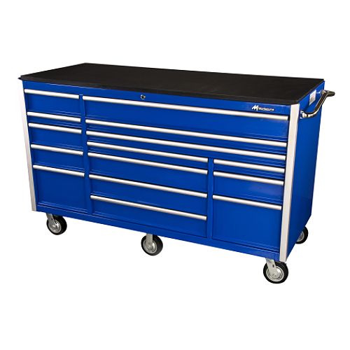 Montezuma 72 in. Classic 15-Drawer Roller Cabinet - Blue - 80994 Best Price