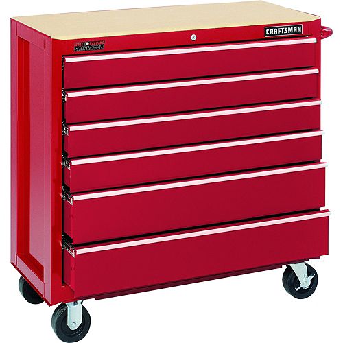 Craftsman 40 6-Drawer Bottom Cart - Red Best Price