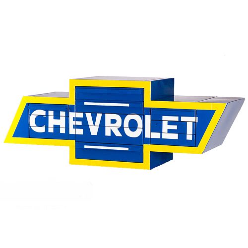 GoBoxes Chevy Bowtie 11-Drawer Wall Mount Chest - Blue Box with Yellow Border Decal - 83243 Best Price