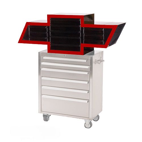 GoBoxes Chevy Bowtie 11-Drawer Top Chest - Black Box with Red Chevy Racing Border Decal - 83244 Best Price