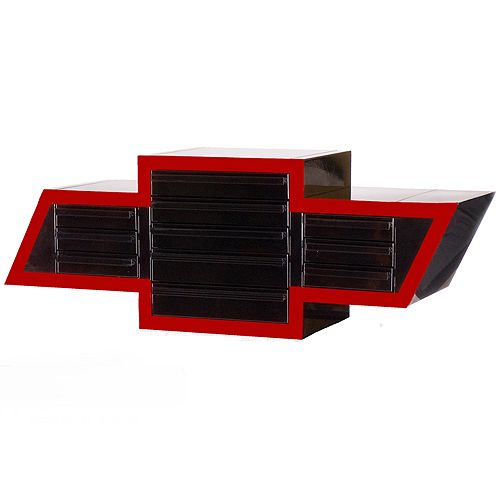 GoBoxes Chevy Bowtie 11-Drawer Wall Mount Chest - Black w/ Red Chevy Racing Border - 83245 Best Price