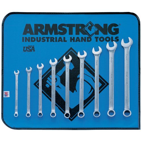 Armstrong 9 pc. 12 pt. Satin Long Combination Wrench Set in Vinyl Roll Pouch by 
