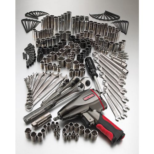 Craftsman 214 pc. Easy-to-Read Mechanics Tool Set w  Impact Sockets and Air Impact Wrench...