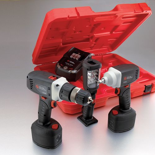 Chicago Pneumatic Cordless 3 8 in. Drill, Impact Wrench and Light Kit - 89581 