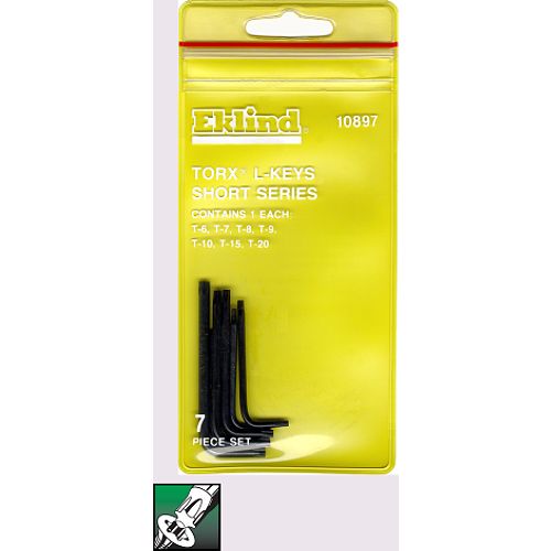 Eklind Torx L-Key Set, Short Series, 7 keys: T6 to T20 & Holder