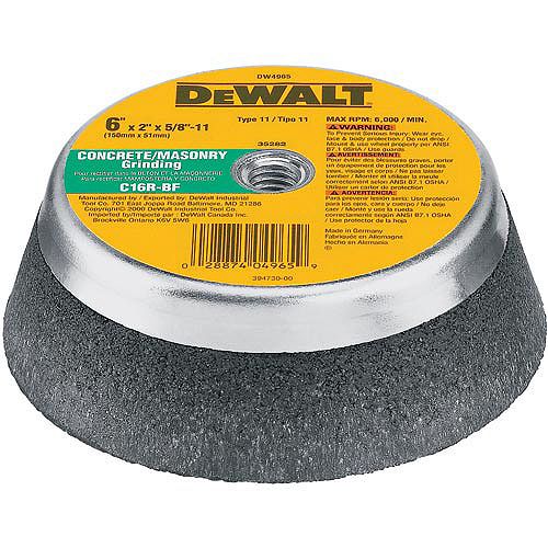 DeWalt 6 in. x 2 in. Type 11 Masonry Grinding Wheel - DW4965