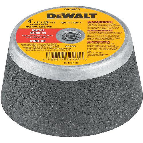 DeWalt 4 in. x 2 in. Type 11 Metal Grinding Wheel