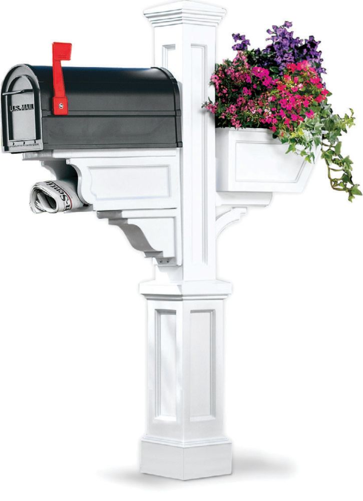 Signature Mailbox Post with Planter and Newspaper Slot