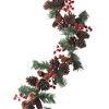 Woodland Holiday 6 ft. Red Berries and Pine Cone Decorated Garland