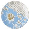 Blue Floral and Gold Geometric Melamine Salad Plate