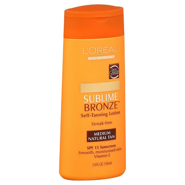 L'Oreal Body Expertise Sublime Bronze Self-Tanning Lotion, Medium Natural Tan, SPF 15 Sunscreen, 5 fl oz (150 ml)
