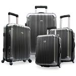 Traveler's Choice Luxembourg 4-Piece Hard-sided 4-Wheel / Rolling Luggage Set in Metallic Gray