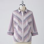Covington Women's Plus 3/4 Sleeve Stripe Button Down Woven