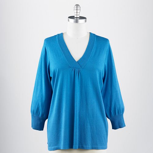 Covington Women's Plus 3/4 Sleeve V-neck Sweater
