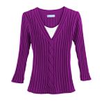 Classic Elements Women's Plus 3/4 Sleeve Layered Sweater