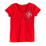 Southpole Juniors Plus Short Sleeve V-Neck with Foil Print