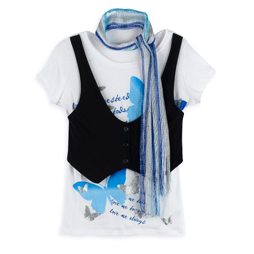 Ikeddi Juniors Plus Layered Scarf Screen Tee with Vest